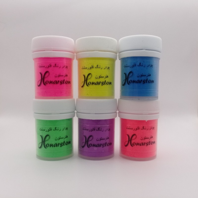پودر رنگ رزین و شمع مدل فلورسنت بسته 6 رنگ حجم 18 میل