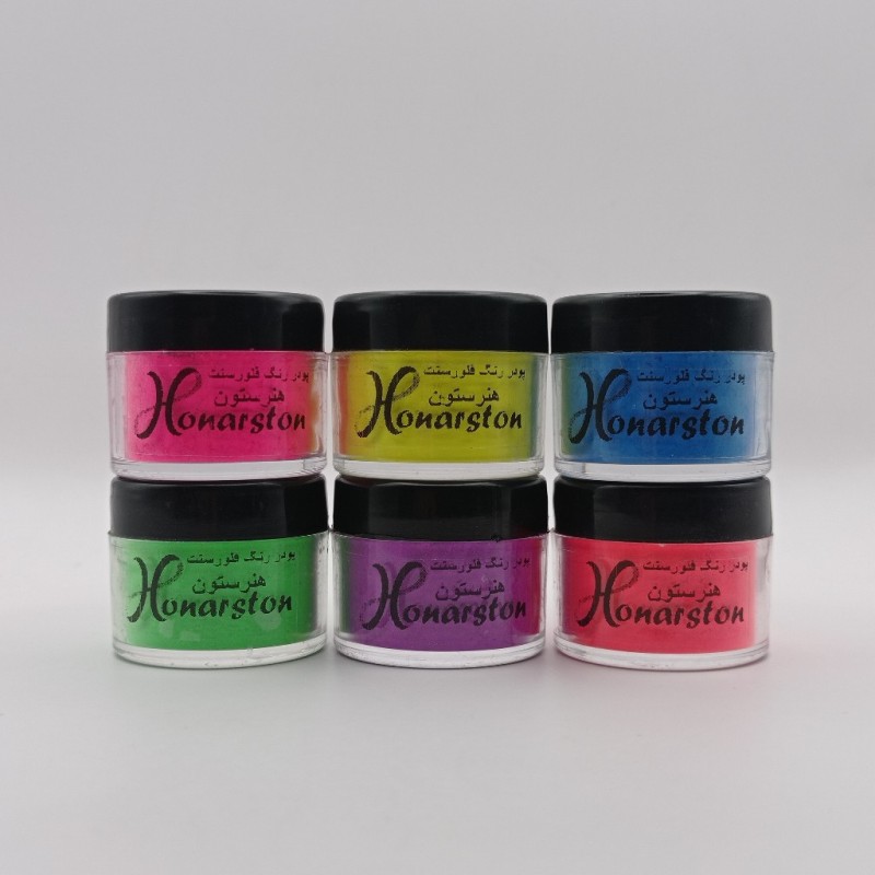 پودر رنگ رزین و شمع مدل فلورسنت بسته 6 رنگ حجم 10 میل