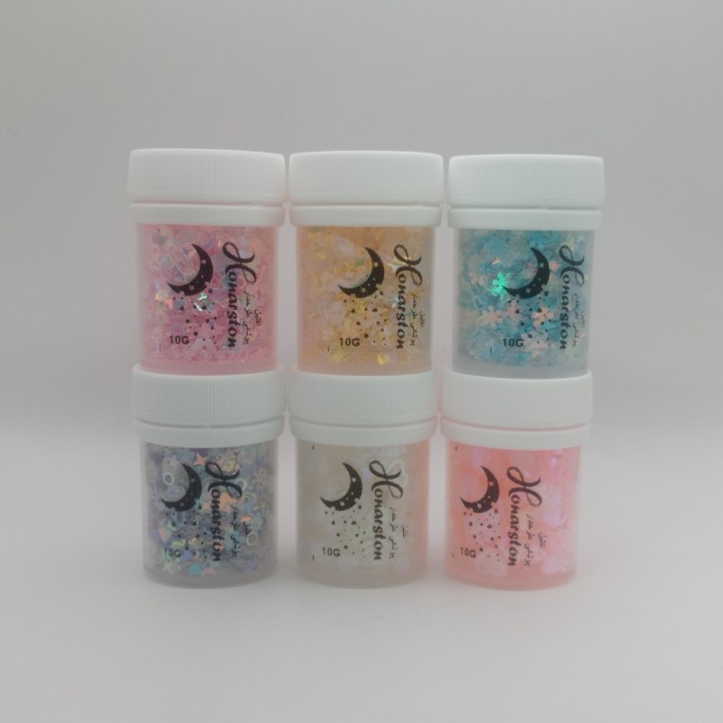 بسته 6 رنگ اکلیل طرحدار هولوگرامی مدل مخلوط