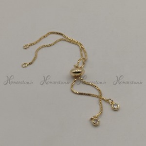 زنجیر دستبند آسانسوری  طلایی نگین دار