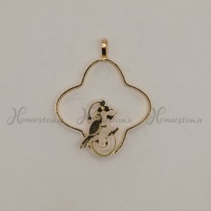 خرید قاب فلزی رزین مدل ونکلیف طلایی طرح پرنده عشق