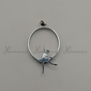 قاب فلزی رزین مدل بیضی نقره ای طرح بالرین