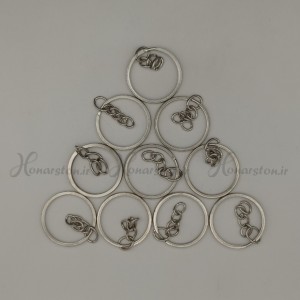 حلقه کلید یا حلقه جاسوییجی زنجیردار نقره ای تخت
