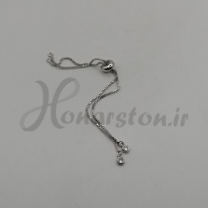 زنجیر دستبند آسانسوری  نقره ای نگین دار
