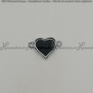 قاب فلزی رزین مدل  دستبند طرح قلب نقره ای کفه دار سایز 1.5 سانت
