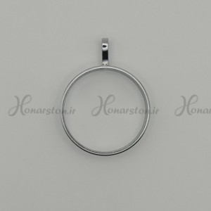 قاب فلزی رزین مدل آویز طرح دایره نقره ای سایز 3 سانت