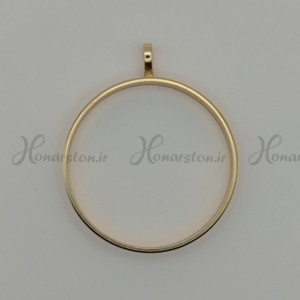 قاب فلزی رزین مدل آویز طرح دایره طلایی سایز 4 سانت
