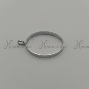 قاب فلزی رزین مدل آویز طرح بیضی نقره ای سایز 3 در 4 سانت