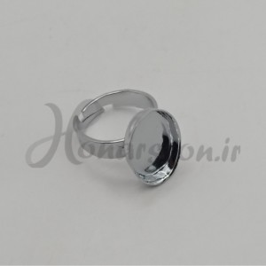 قاب فلزی رزین مدل انگشتر طرح بیضی نقره ای سایز 1.5 در2 سانت