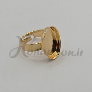 قاب فلزی رزین مدل انگشتر طرح بیضی طلایی سایز 1.5 در2 سانت