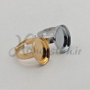 خرید قاب فلزی رزین مدل انگشتر طرح بیضی طلایی سایز 1.5 در2 سانت