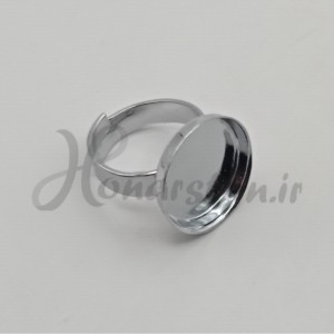 قاب فلزی رزین مدل انگشتر طرح دایره نقره ای قطر 2 سانت