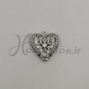 آویز گردنی مدل لاکت طرح قلب حصیری نقره ای