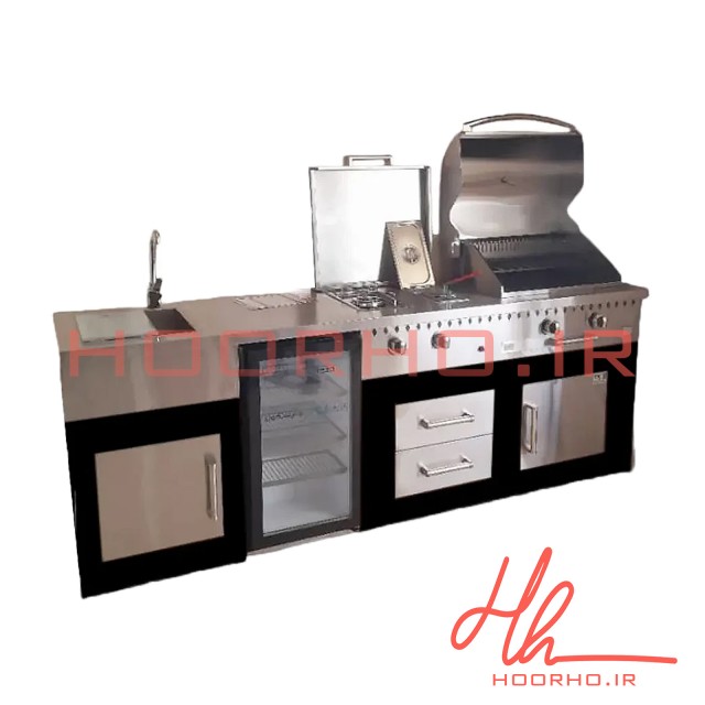 باربیکیو ۲۴۲ سانتیمتری یخچال‌دار با نمای استیل عرض 60  آشپزخانه تهران CC 155