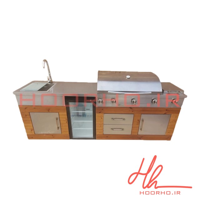 باربیکیو ۲۴۲ سانت شعله دار، یخچالدار تمام استیل ترموود عرض ۶۰ آشپزخانه تهران CC 154