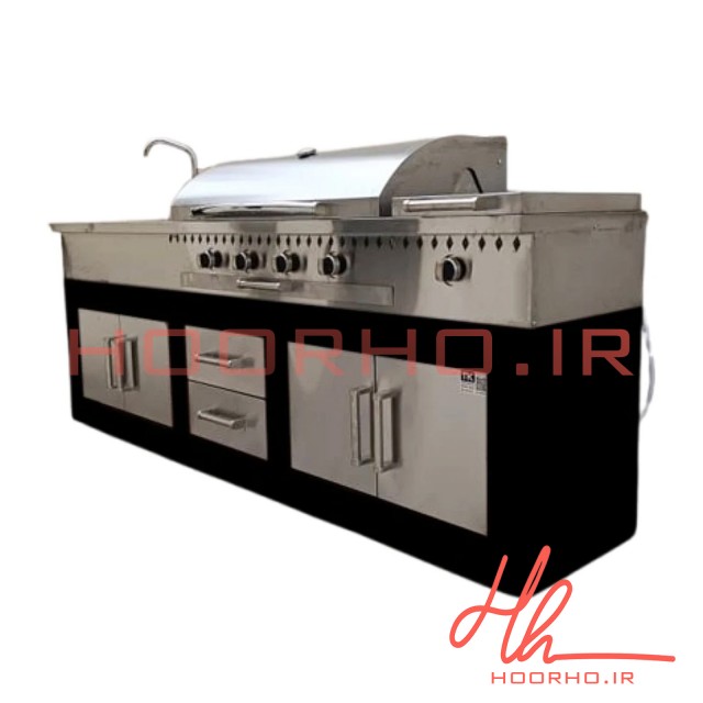 باربیکیو ۲۴۲ سانت شعله دار بالا استیل کابین نما استیل عرض ۶۰  آشپزخانه تهران CC 149