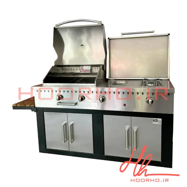 باربیکیو ۱۶۰ سانت کامل، استیل کابین نما استیل عرض ۶۰  آشپزخانه تهران CC 143