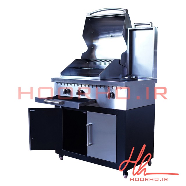 باربیکیو ۹۲ سانت شعله دار بالا استیل کابین نما استیل عرض ۶۰ آشپزخانه تهران CC 133
