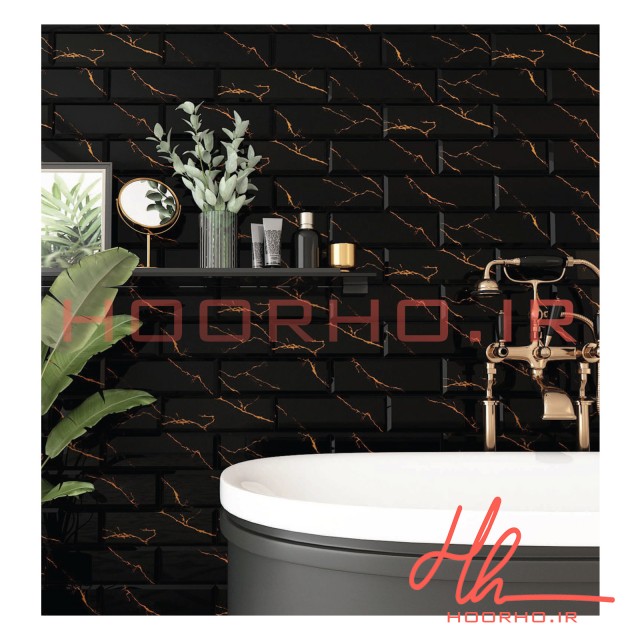 سرامیک طرح اورست سرام آرا  مشکی طلایی  30 * 10