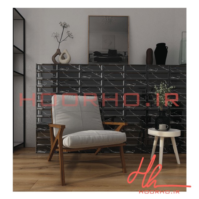 سرامیک طرح نئو کلاسیک کونیک اورست سرام آرا  مشکی سفید 30 * 10