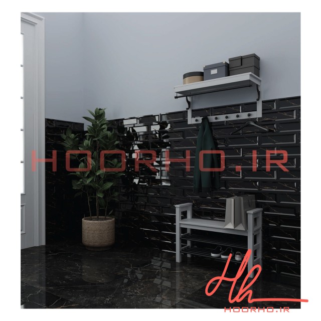 سرامیک طرح نئو کلاسیک کونیک اورست سرام آرا  مشکی طلایی  30 * 10