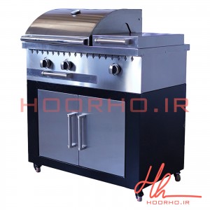 باربیکیو ۹۲ سانت شعله دار بالا استیل کابین نما استیل عرض ۶۰  CC 133