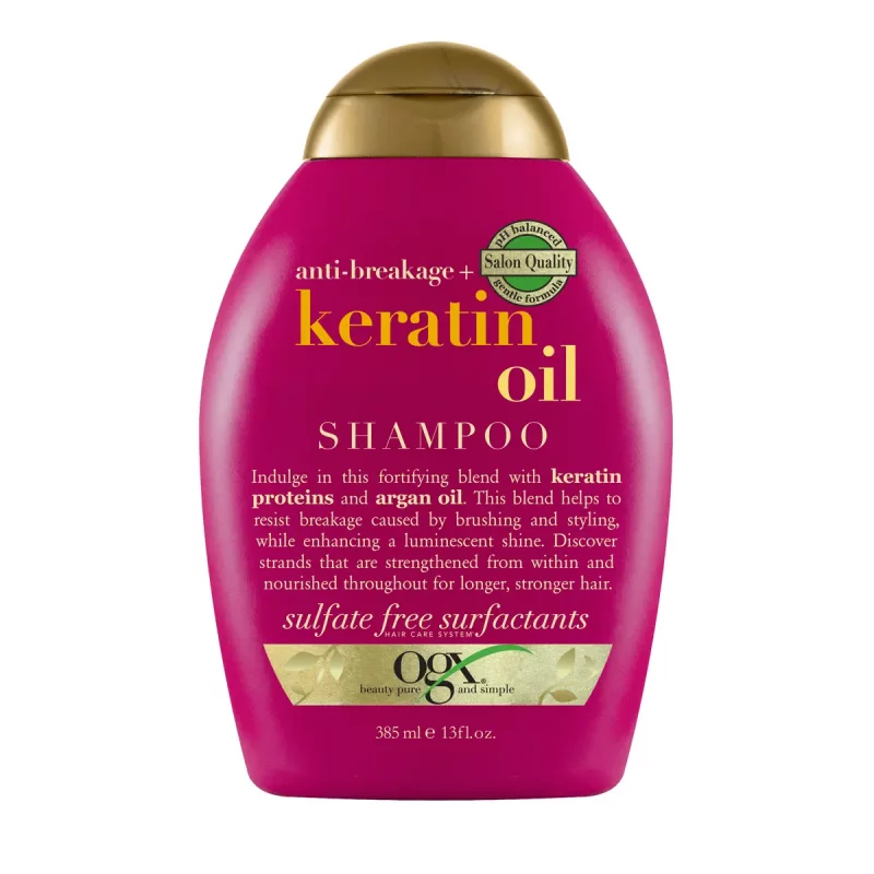 شامپو ضد شکنندگی و موخوره حاوی روغن کراتین او جی ایکس Brittle Hair Shampoo OGX Anti-Breakage Keratin Oil Shampoo