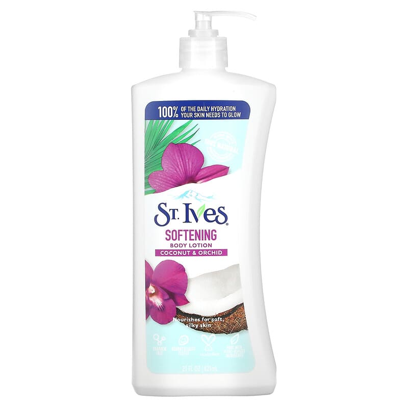 لوسیون نرم‌کننده بدن سنت آیوز: نارگیل و ارکیده St. Ives Softening Body Lotion Coconut & Orchid 21 fl oz (621 ml)