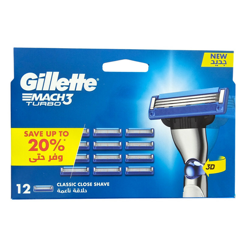 تیغ یدک ژیلت مدل Mach 3 Turbo بسته 12 عددی