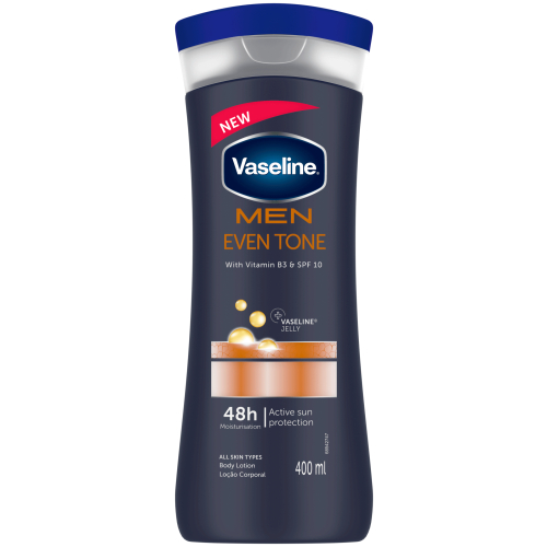 لوسیون بدن مرطوبکننده و یکدستکننده پوست مردانه وازلین (Vaseline Men Moisturizing Body Lotion For All Skin Types Even Tone 400ml) حجم 400 میل