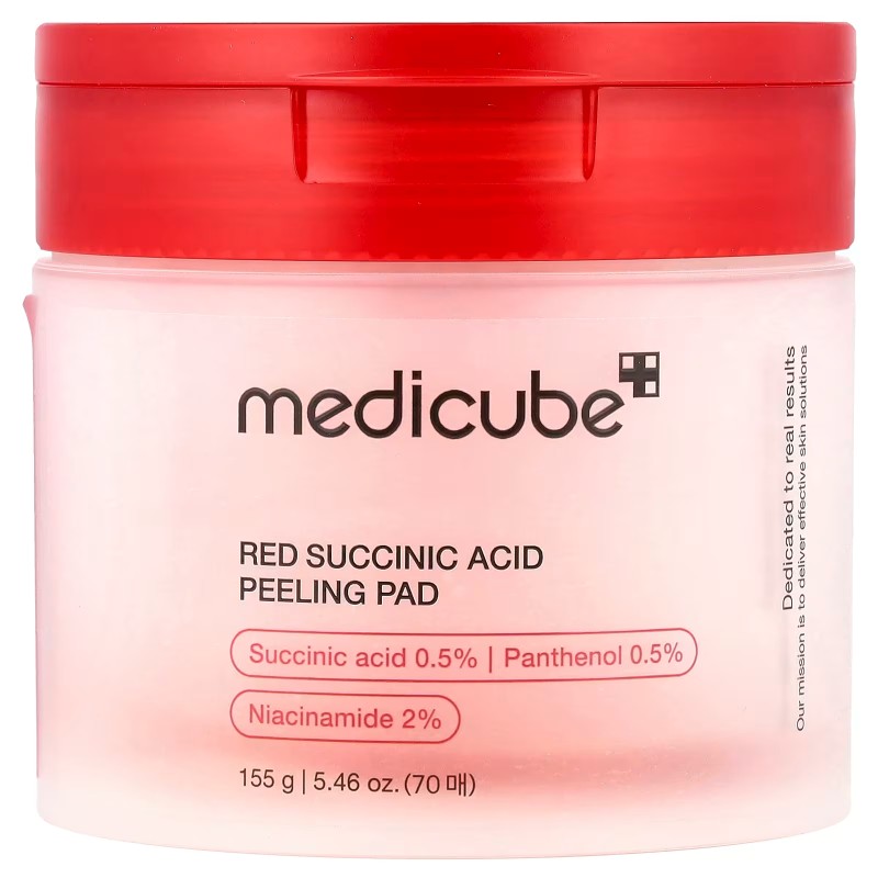 پد لایه بردار ضد جوش رد ساسین اسید مدی کیوب - Medicube, Red Succinic Acid Peeling Pad, 70 Pads