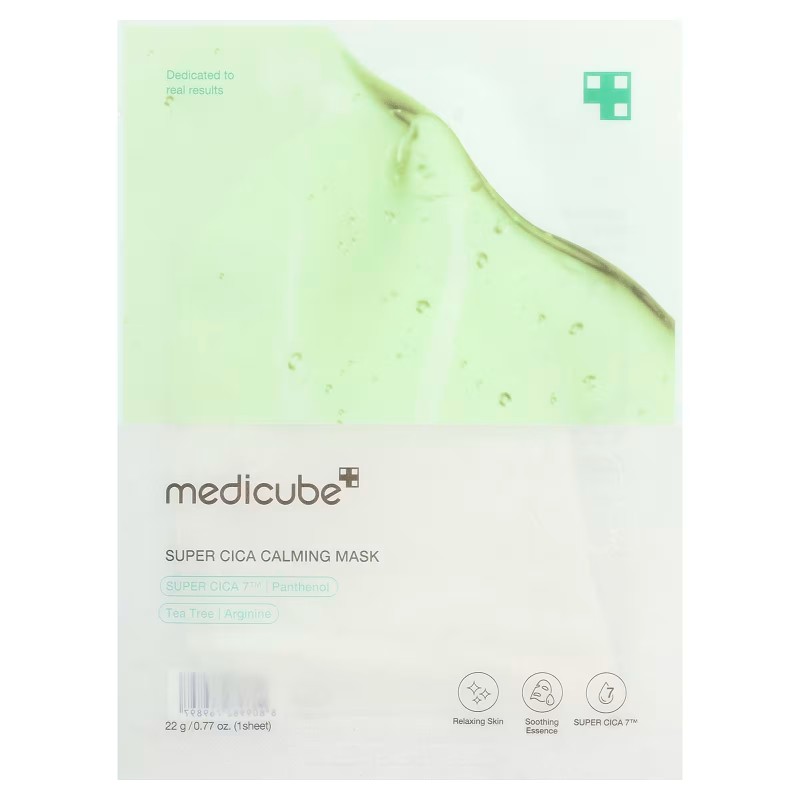 ماسک تسکین دهنده سوپر سیکا مدی کیوب - Medicube, Super Cica Calming Beauty Mask, 1 Sheet, 0.77 oz (22 g)