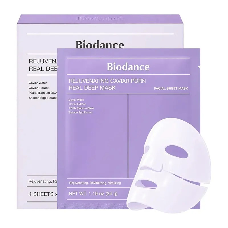 ماسک ورقه‌ای جوانساز خاویار و پی‌دی‌آر‌ان بایودنس  Biodance Rejuvenating Caviar PDRN Real Deep Mask
