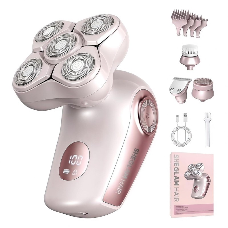 ماشین اصلاح برقی زنانه شیگلم SHEGLAM مدل 4 کاره با ۵ تیغه شناور 3D