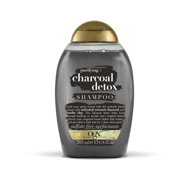 شامپو ترمیم کننده زغال او جی ایکس مدل Purifying+ Charcoal Detox مخصوص موهای چرب و روغنی 385 میلی لیتر