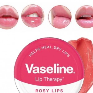 بالم لب کاسه ای وازلین صورتی گل رز اصلی vaseline lip therapy rosy lips