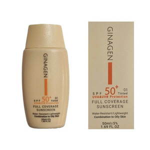 کرم ضد آفتاب رنگی ژیناژن SPF 50 مدل 01 برای پوست‌های چرب