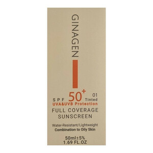 کرم ضد آفتاب رنگی ژیناژن SPF 50 مدل 01 برای پوست‌های چرب