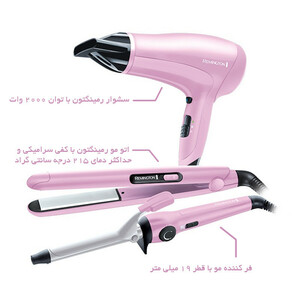 مجموعه سشوار و اتو و فر کننده مو رمینگتون مدل CI5219GPR