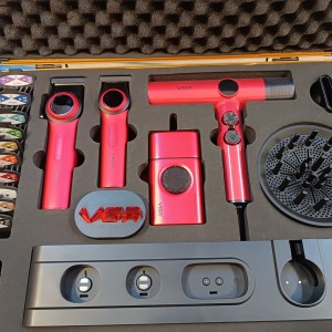 ست سشوار و ماشین اصلاح موی سر و صورت شارژی وی جی آر مدل Stepless pro مجموعه ۴ عددی