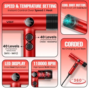 سشوار حرفه‌ای وی جی ار مدل v-401