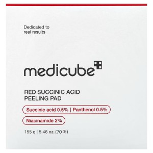 پد لایه بردار ضد جوش رد ساسین اسید مدی کیوب - Medicube, Red Succinic Acid Peeling Pad, 70 Pads