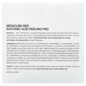 پد لایه بردار ضد جوش رد ساسین اسید مدی کیوب - Medicube, Red Succinic Acid Peeling Pad, 70 Pads