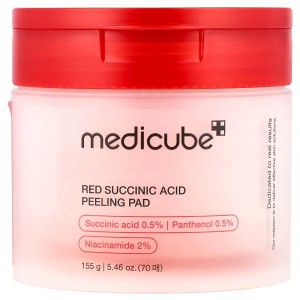 پد لایه بردار ضد جوش رد ساسین اسید مدی کیوب - Medicube, Red Succinic Acid Peeling Pad, 70 Pads