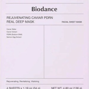 ماسک ورقه‌ای جوانساز خاویار و پی‌دی‌آر‌ان بایودنس  Biodance Rejuvenating Caviar PDRN Real Deep Mask