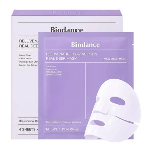 ماسک ورقه‌ای جوانساز خاویار و پی‌دی‌آر‌ان بایودنس  Biodance Rejuvenating Caviar PDRN Real Deep Mask
