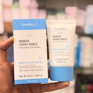 ضدآفتاب سنتلیان 24 Vital Dewy SPF50+ حجم 50 میل | آبرسان، سبک و درخشان‌کننده پوست  CENTELLIAN 24 Madeca Derma Shield Vital Dewy Sun Cream (OTC) SPF50+ 50ml