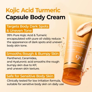 کرم بدن کپسولی کوجیک اسید و زردچوبه دکتر ملکسین؛ راهکاری نو برای پوستی روشن، نرم و یکدست