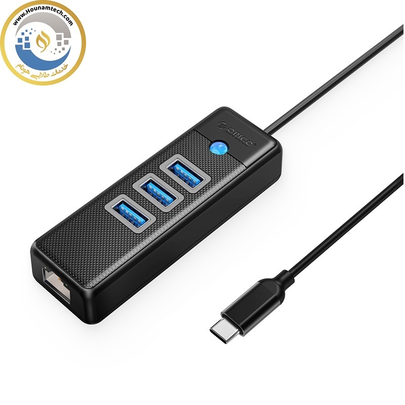 هاب USB  با پورت شبکه مدل ORICO PW3UR-C3