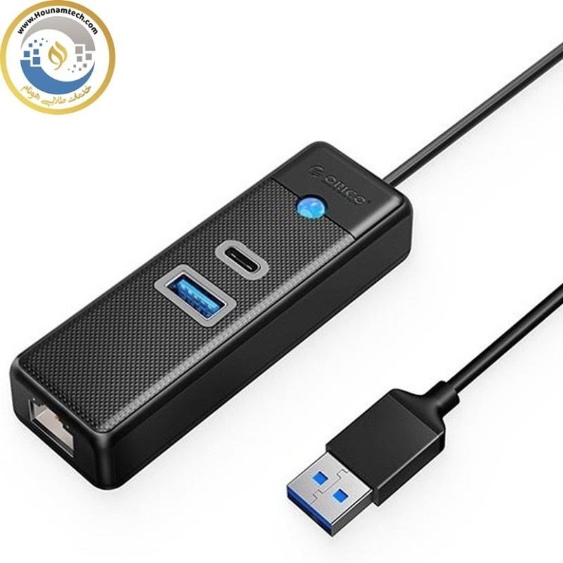 هاب USB  با پورت شبکه مدل ORICO PWCUR-U3